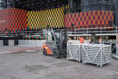 Flow Festivalia 2025 oli rakentamassa 11 Toyotan vuokratrukkia.